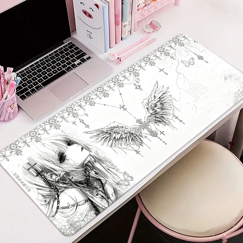 Gaming Accessories Aesthetic - 가죽 마우스 패드 블랙 화이트 애니메이션