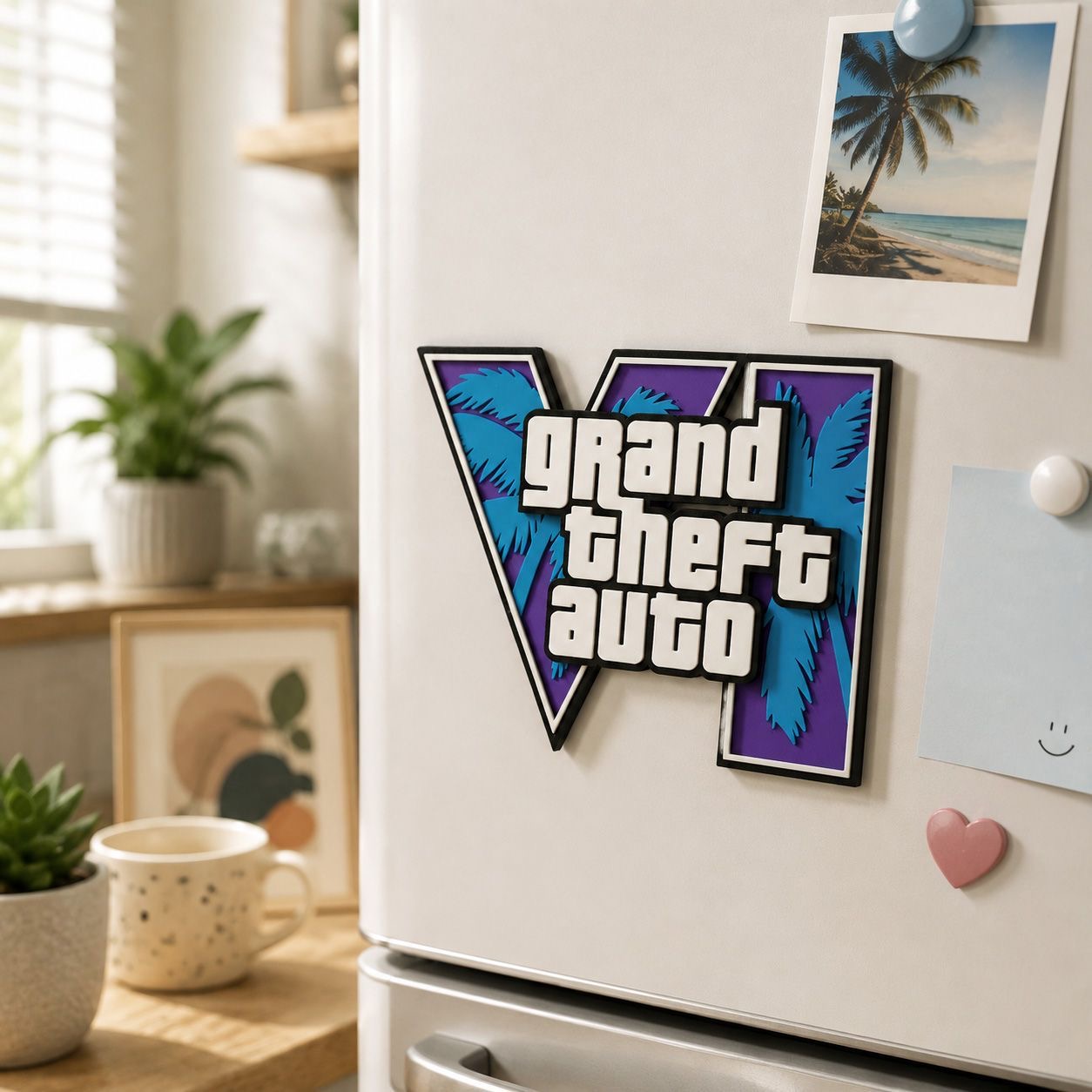 GTA6 3D 프린팅 로고 자석 스티커 냉장고 자석 G - Gaming Accessories For Room 리뷰 및 가격